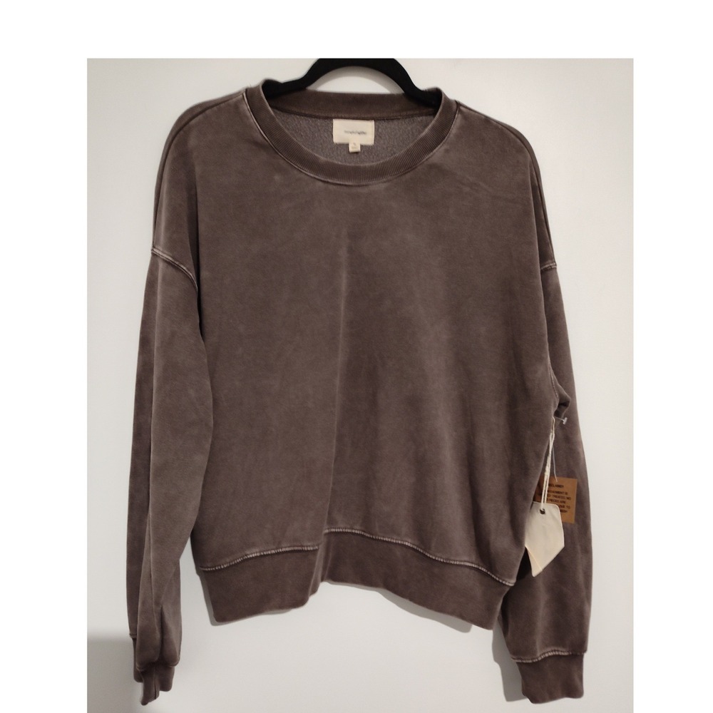 Manifest Offline Women Brown Mineral Wash Crewneck Sweatshirt Medium STK12997